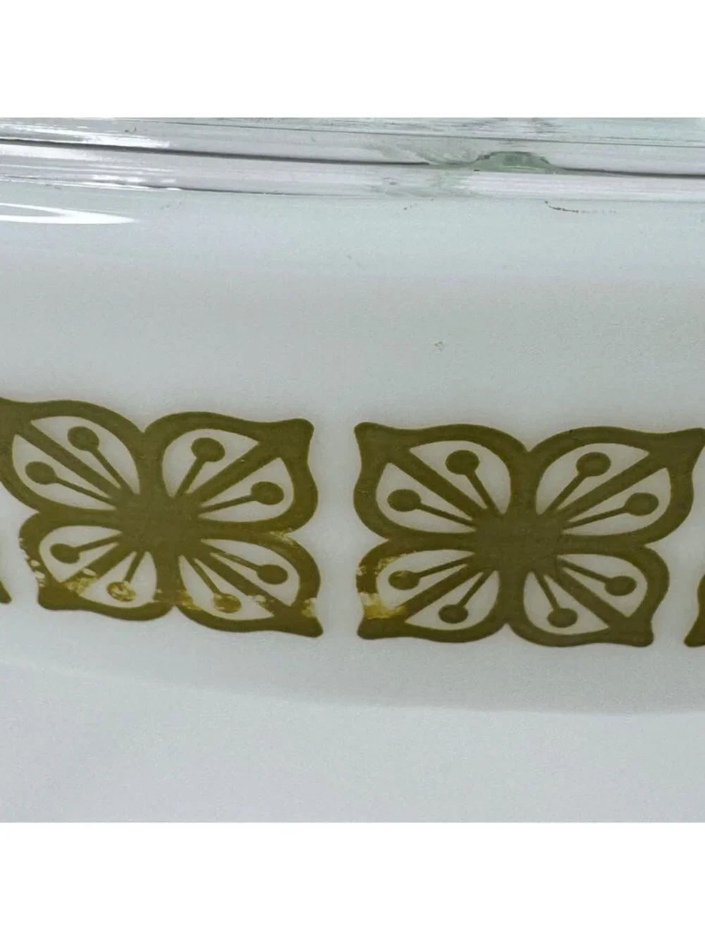 Pyrex Autumn Floral Verde Green Divided Baking Dish Lid 1 Qt MCM #31 USA Vtg 70s - Picture 3 of 16